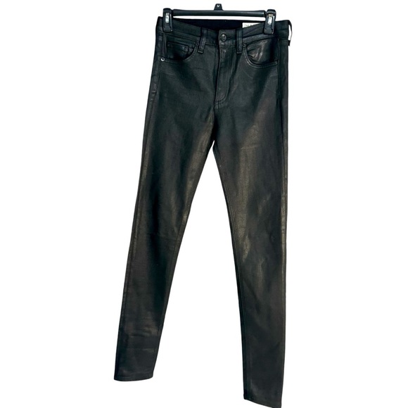 Rag & Bone High Rise Black Shiny Skinny Jeans Sz 27 - Picture 1 of 16